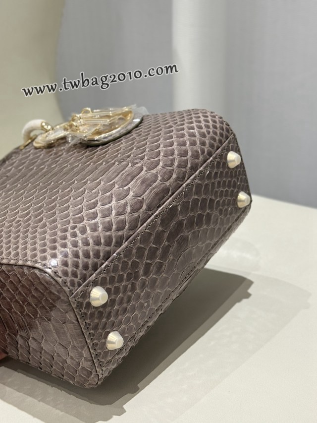 Dior专柜新款Lady女包迪奥高仿原单蟒蛇皮Ladymini三格戴妃手提单肩包 djfk1536